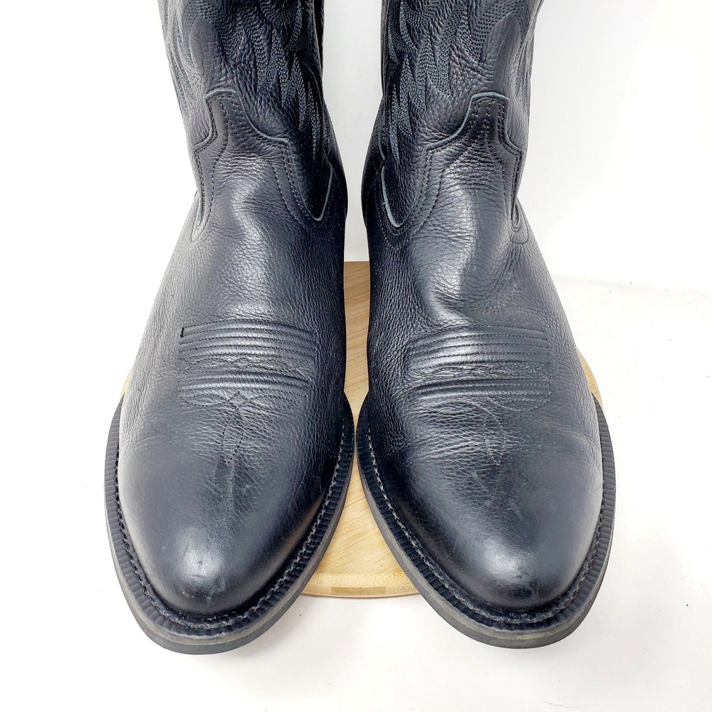 Ariat Heritage Boots Mens 13 D Black Leather Pull On R Toe Western Cowboy Shoes - Picture 5 of 15